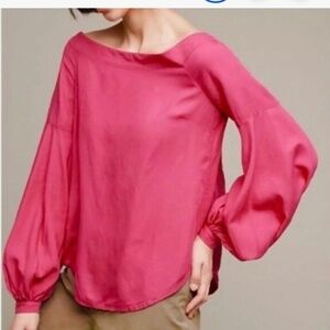 Anthropologie Floreat NWT Mazza Hot Pink Off-Shoulder Boho Top Women's Size 0